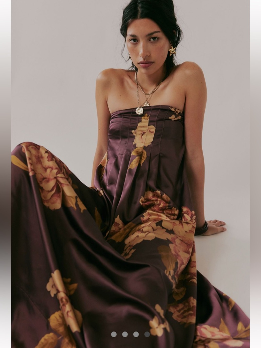 Free People Botanical Strapless Maxi Dress in Wine Floral Combo - Picture 8 of 11